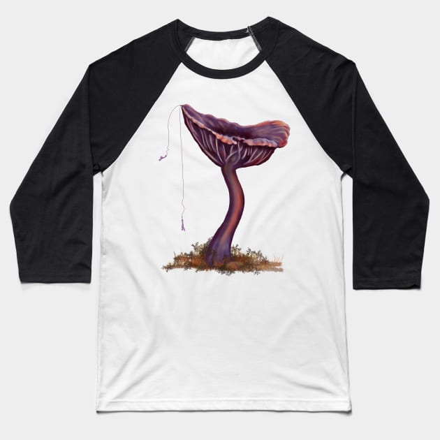 Bungee Jumping off Amethyst Deceiver Mushroom Baseball T-Shirt by H. R. Sinclair